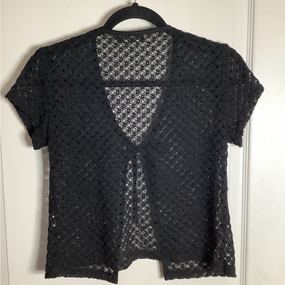 Y2K Garage Black Crochet Tie-Front Cardigan - Picture 2 of 6